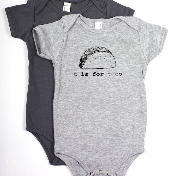 T ist für Taco Baby Einteiler Body (Heather Gray)