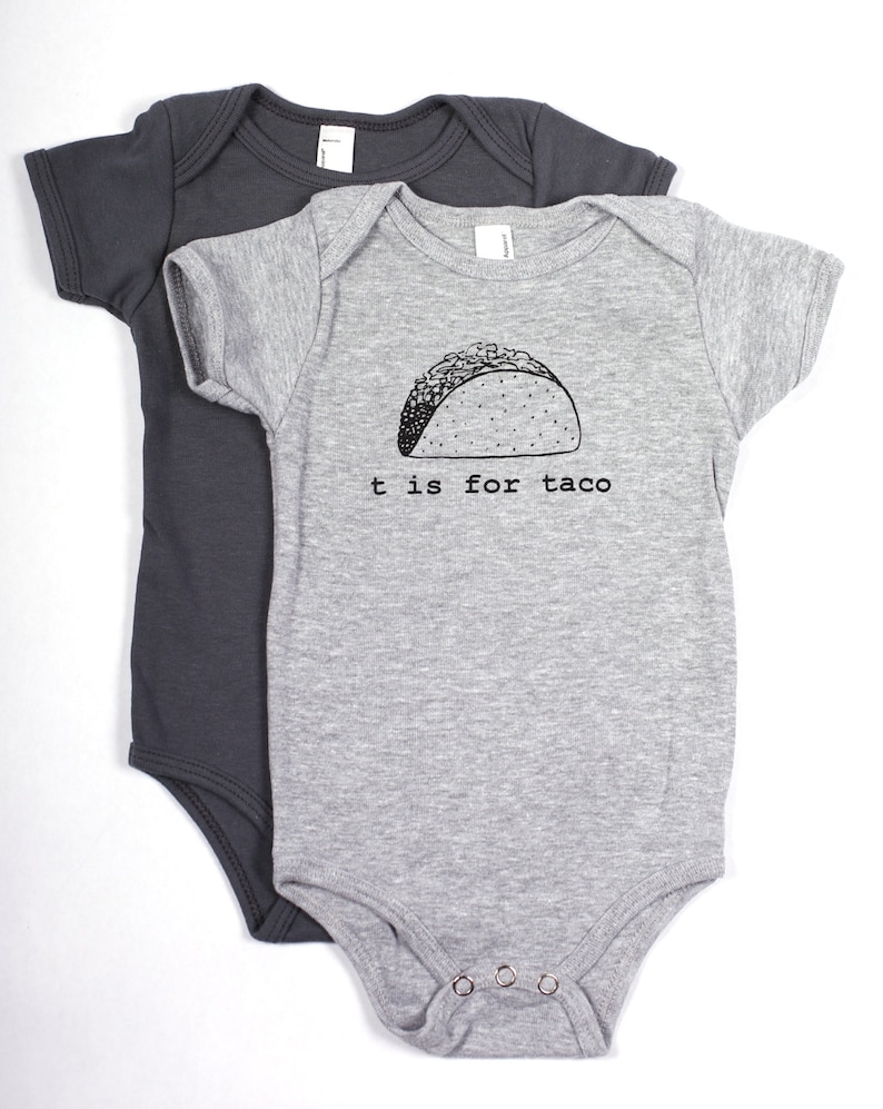 Download T is for Taco Baby One-Piece Bodysuit Heather Gray | Etsy