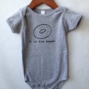 B is for Bagel Baby One-Piece Bodysuit Heather Gray image 3