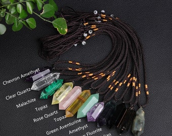 Healing Crystal Necklace, Double Pointed Crystal Pendant, Amethyst Stone, Birthday Gifts, Gift for Mom, Charms&Pendants, Anxiety Relief Gift