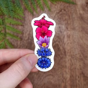 Bi Flowers - Adhesivo de vinilo brillante y resistente al agua