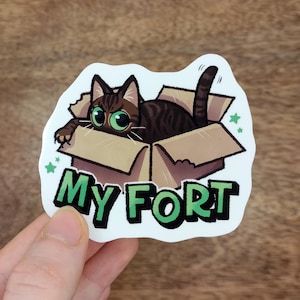 Cat Fort - Cardboard Box - Vinyl Sticker glänzend, wasserfest