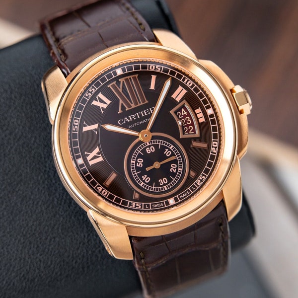 sale Cartier Calibre de Cartier Rose Gold Brown Dial Automatic Date