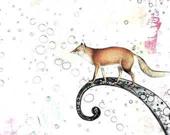 Digitale Download Fox Print - Red Fox Art Animal Print, Decor van grillige bos kwekerij, afdrukbare Wall Art