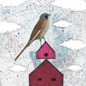 Printable Bird Artwork Whimsical Woodland Theme Digital Print, Home Decor Wall Art , Realtor Gift Idea image 1