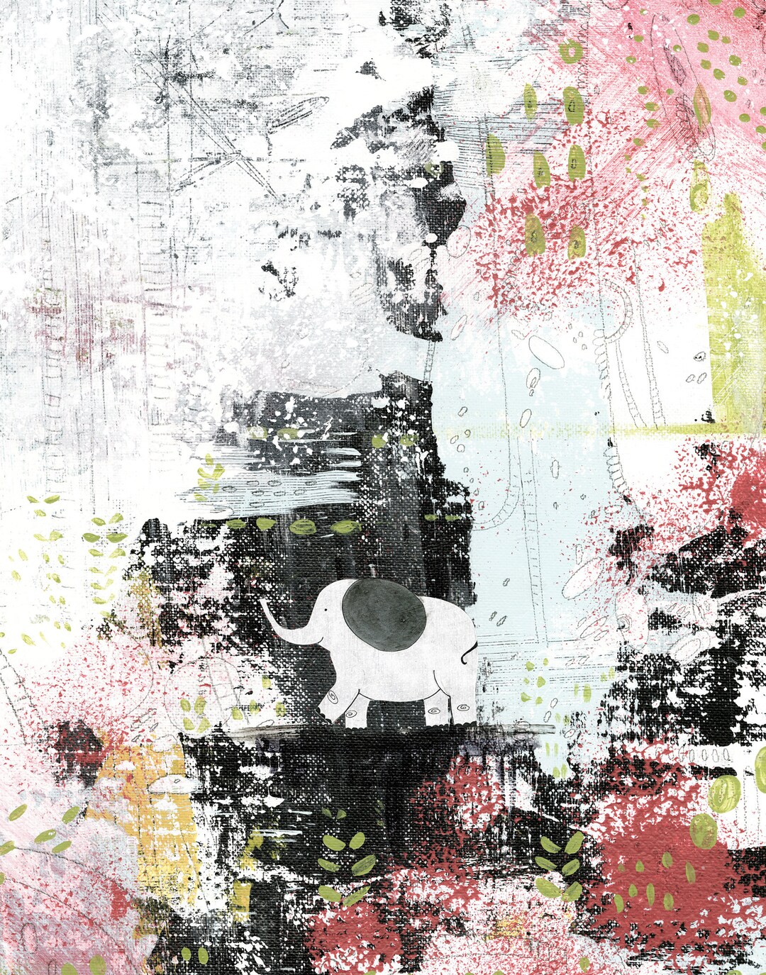 Elephant Poster Abstract Printable Artwork , DIY Zoo Animal Nursery ...