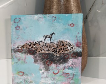 Original Mixed Media Acrylic Horse Painting