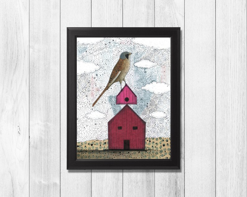 Printable Bird Artwork Whimsical Woodland Theme Digital Print, Home Decor Wall Art , Realtor Gift Idea image 4