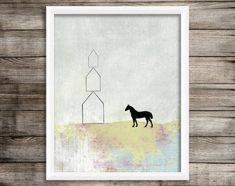 Horse Wall Art Printable - Digital Horse Print For Your Farmhouse Decor , Whimsical Printable Horse Print