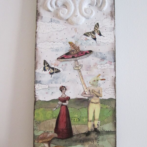 She Insisted That They Bring The Mushroom Umbrella On Their Walks. Original Collage