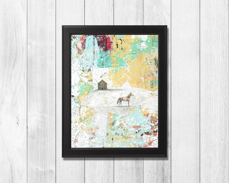 Horse Art Printable Farm Animal Print , Downloadable Abstract Horse Print , Farmhouse Decor and Horse Lover Gift image 3