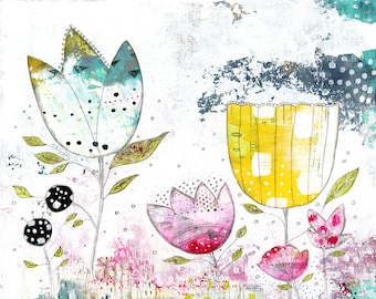 Whimsical Floral Art Print – Botanical Wall Decor (Digital Download)