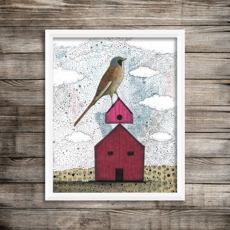 Printable Bird Artwork Whimsical Woodland Theme Digital Print, Home Decor Wall Art , Realtor Gift Idea image 2