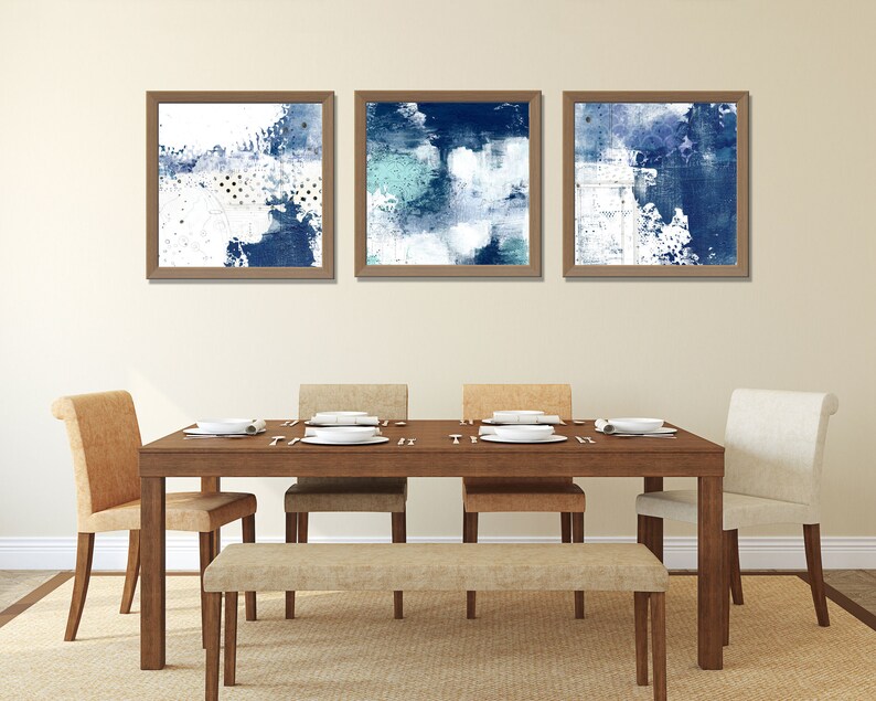 Navy Blue and White Large Wall Art Abstract Downloadable Etsy