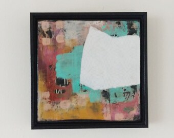 Original Abstract Painting on Canvas, Framed