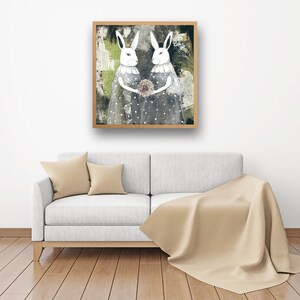 Printable Rabbit Wall Art Woodland Animals , DIY Modern Art , Grey and Green Art Print , Printable Artwork , Living Room Wall Art image 4