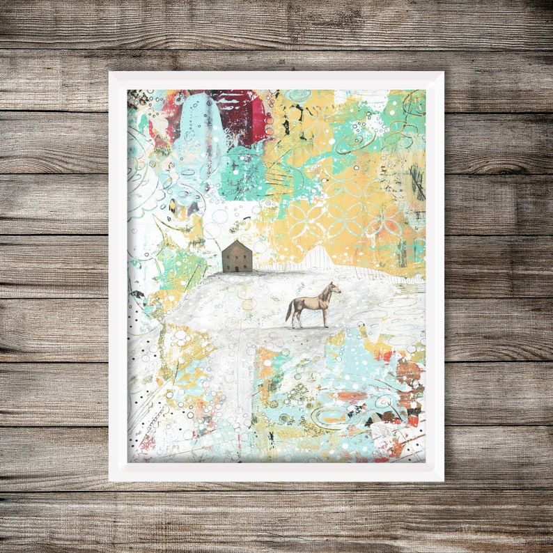 Horse Art Printable Farm Animal Print , Downloadable Abstract Horse Print , Farmhouse Decor and Horse Lover Gift image 2