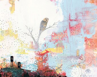 Abstract Barn Owl Art Print – Nature Inspired Wall Decor (Digital Download)