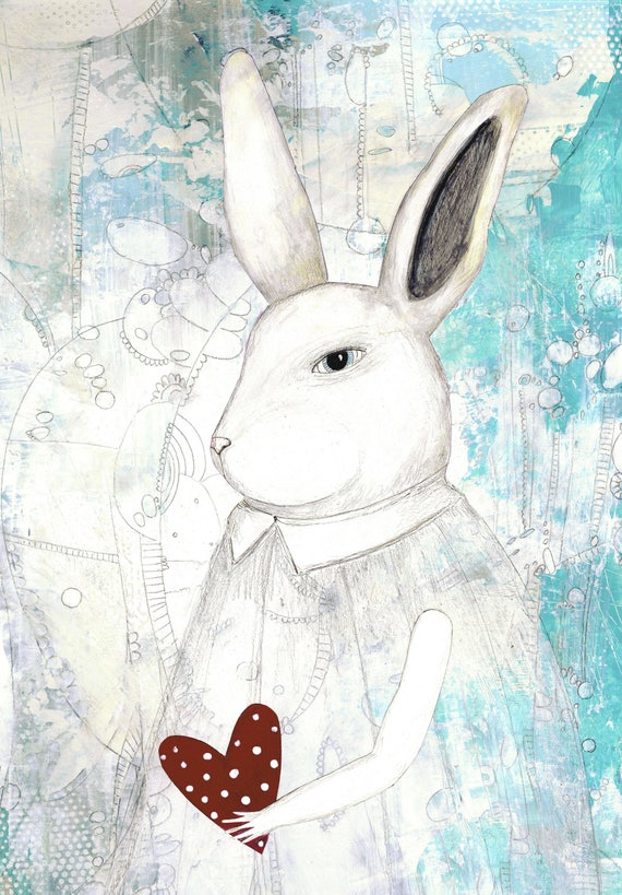 Rabbit Wall Art Printable White Rabbit Digital Print | Etsy