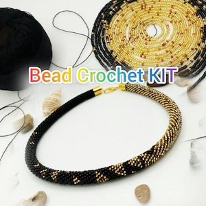 DIY Bead Crochet Necklace Kit, Jewelry Making Kit for Adults, Beginner Craft Kit Gift for Women
