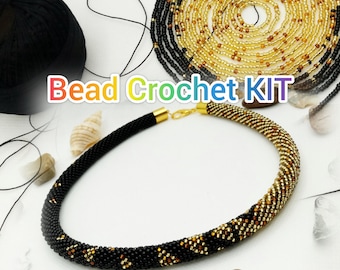 DIY Bead Crochet Necklace Kit, Jewelry Making Kit for Adults, Beginner Craft Kit Gift for Women