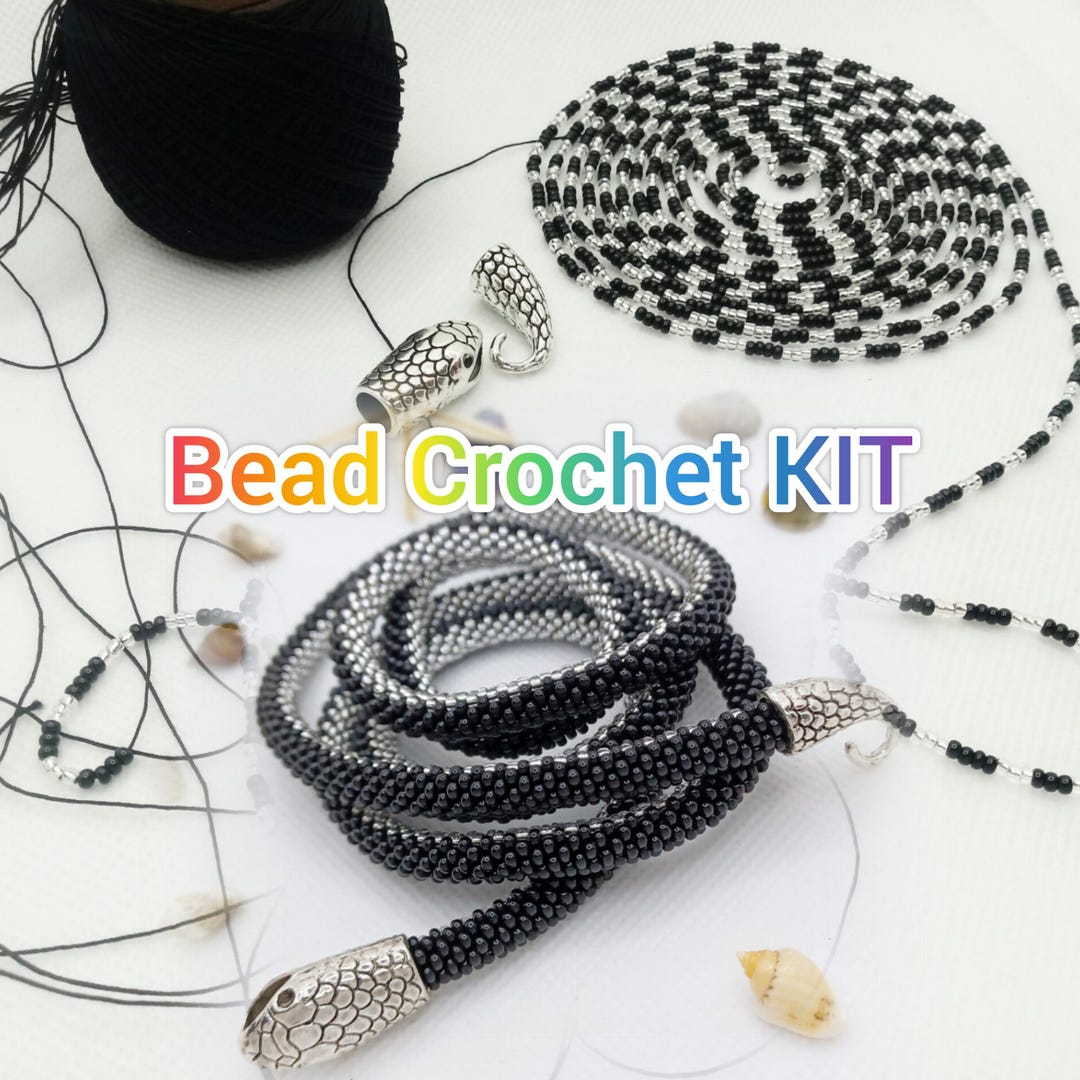 Beginner Beading Kit, DIY Bead Crochet Snake Necklace, Jewelry Making