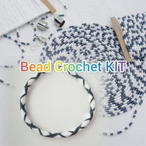 Bead Crochet Necklace Kit for Adults, DIY Jewelry Making Craft Kit, Beginner Beading Set to Create Handmade Necklace