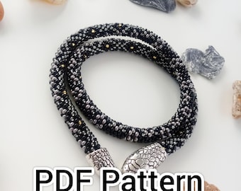 Bead Crochet Necklace Pattern PDF, Crochet Bead Snake Bracelet Pattern, Crochet Beading Patterns Jewelry, Python Crochet Pattern