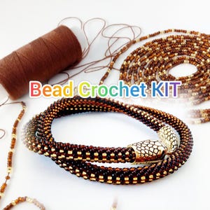 DIY Snake Necklace Kit, Bead Crochet Jewelry Making Kit for Adults, Handmade Beaded Rope Craft Kit