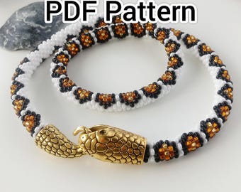 Bijoux serpent motif au crochet, motif PDF de perles de rocaille, bracelet motifs perles python, cadeau d'artisan