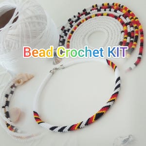 Beaded Necklace DIY Kit, Beginner Jewelry Making Kit, Bead Crochet Craft for Adults, Starter Seed Beads Kit Gift
