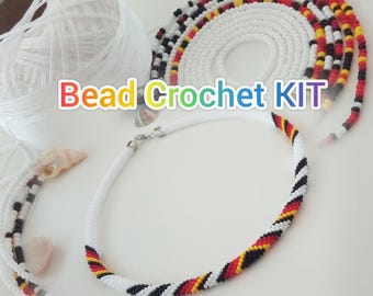 Beaded Crochet Necklace DIY Kit, Beginner Jewelry Making
