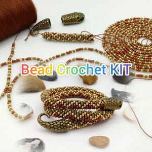 DIY Beaded Crochet Snake Necklace Kit for Adults, Jewelry Making Craft Kit with Snake Bead Design, Seed Bead Necklace Kit