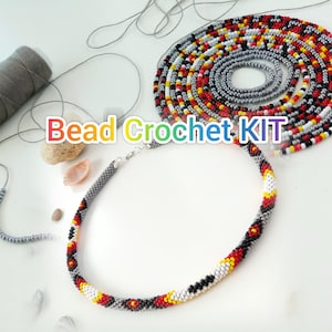 DIY Beaded Crochet Necklace Kit, Jewelry Making Craft Kit for Adults, Beginner Bead Rope Pattern Set