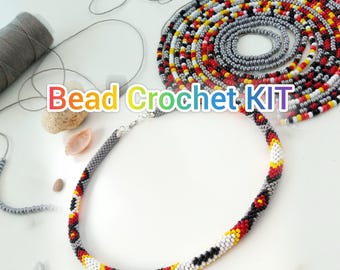 DIY Beaded Crochet Necklace Kit, Beginner Craft