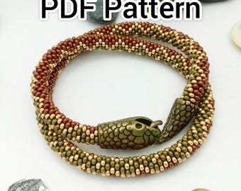 Patrón de serpiente de ganchillo con cuentas en PDF – Gráfico de abalorios de piel de serpiente – Diseño de collar de ganchillo – Joyería de serpiente DIY