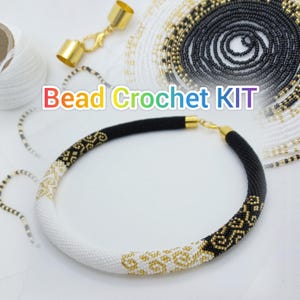 DIY Necklace Making Kit for Adults, Beading Kit with Black Rope and Beads, Jewelry Making Kit for Beginners, Bead Crocheting DIY