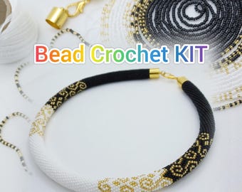 DIY Necklace Making Kit for Adults, Beading Kit with Black Rope and Beads, Jewelry Making Kit for Beginners, Bead Crocheting DIY