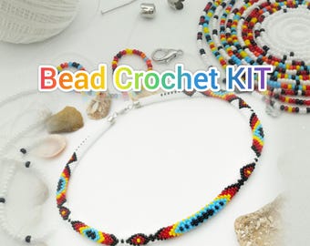 Beaded Necklace DIY Kit, Multicolor Jewelry Making Kit for Beginners, Bead Crochet Craft Kit, Handmade Beading Starter Kit