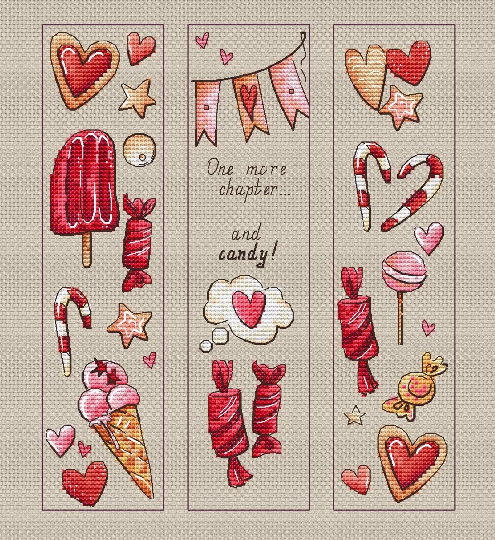 One More Chapter & Candy Bookmark Cross-stitch Pattern, Reading Nook ...