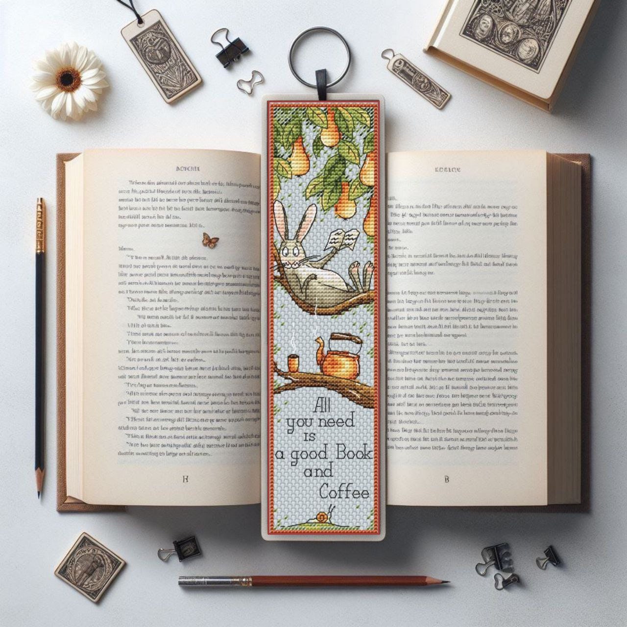 Bunny Reading Bookmark Cross Stitch Pattern – Teapot, Coffee (PDF ...