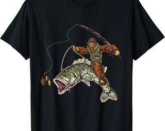 Retro Sasquatch T-Shirt, Funny Bigfoot Fishing Sweater for Men, I'd Rather Be Fishing Hoodie, Cryptidcore Graphic Tee, Gift for Fisherman