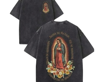 Virgen de Guadalupe 2 Sided Tee, Virgin Mary Shirt, Guadalupe Catholic Hoodie, Catholic Gift, Mexican Sweater, Religious Gift