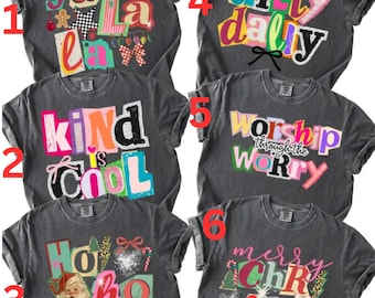 Preppy Girl Collage Y2K Hoodie, Comfort Colors Shirt, Retro Coquette Positivity Tee, Ransom Letter Typography, Christian Faith Sweatshirt