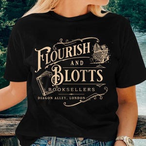 Flourish Blotts T-shirt, Bookish Sweatshirt, HP Fan, Potter Hoodie Wizard Book Magic Wizard Vintage Tees, Witchcraft School Gift For Her