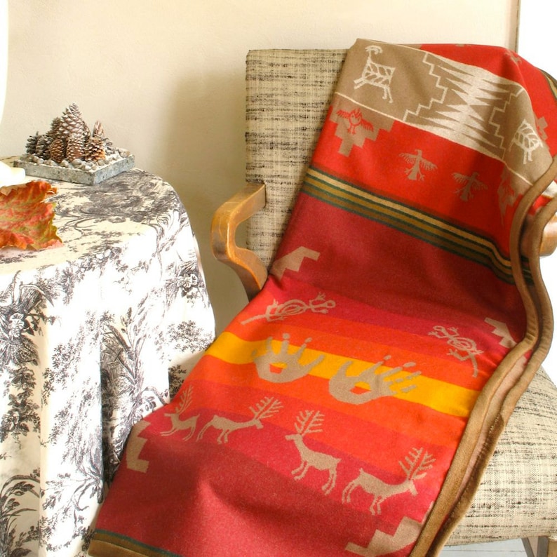 Pendleton Wool Blanket Native American Petroglyph Design in Etsy
