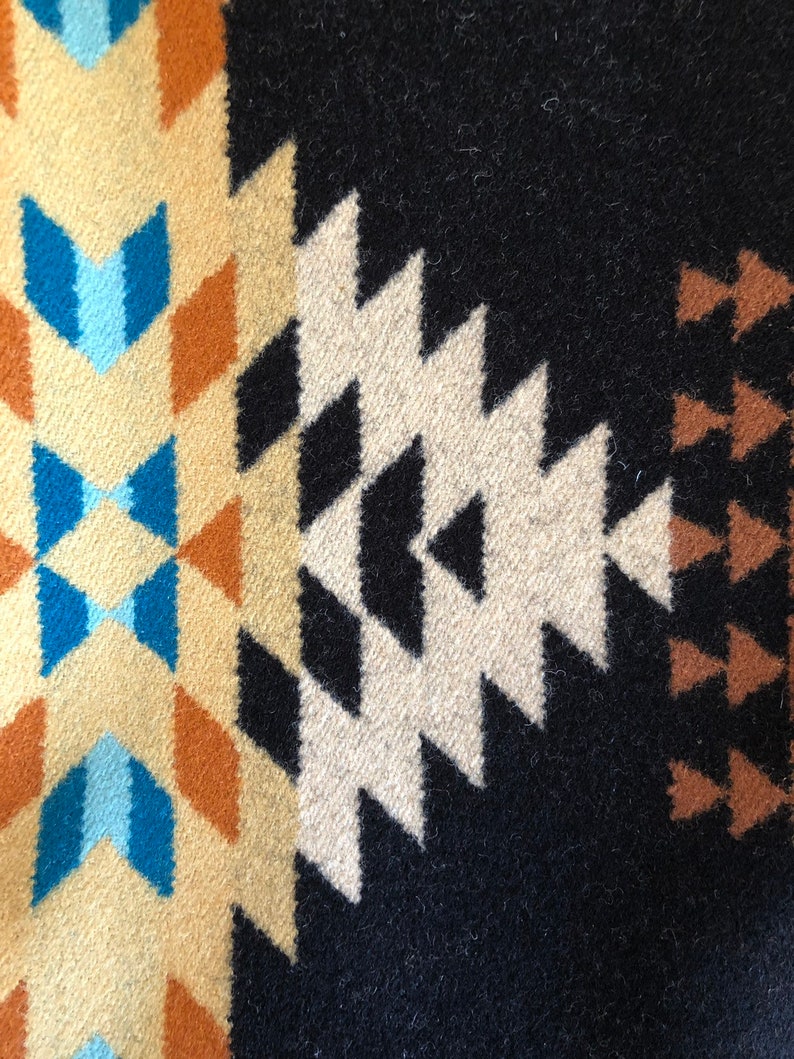 Wool Blanket in Gold Black Turquoise Rancho Arroyo Native Etsy