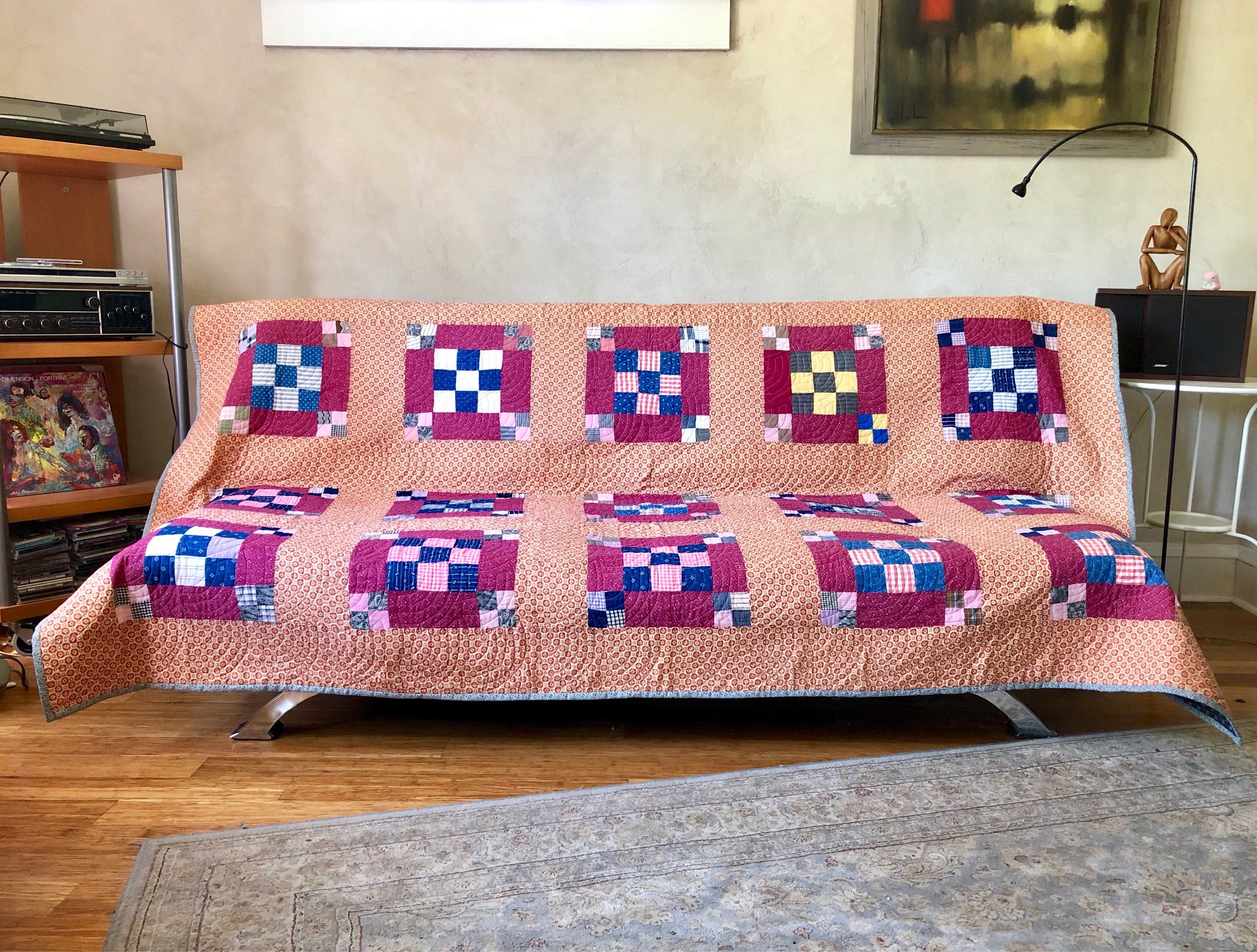 Patchwork Quilt Vintage Fabrics Newly Completed From Found Mint Original 1930S Quilt-Top