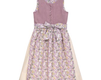 Children&#39;s Dirndl Lilac - Grows with your child - Organic Linen/Cotton & Tencel 100% Natural - Sizes 86/92, 98/104, 110/116, 122/128, 134/140, 146/152