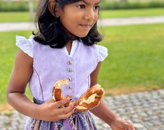 Children&#39;s dirndl in lilac - Sustainable and grows with your child - 100% natural cotton - Sizes 86/92, 98/104, 110/116, 122/128, 134/140, 146/152